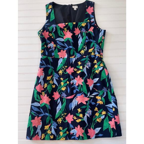 J.Crew Dresses & Skirts - J. Crew Floral Basketweave Square Neck Lined Shift Dress - Size Women's 12